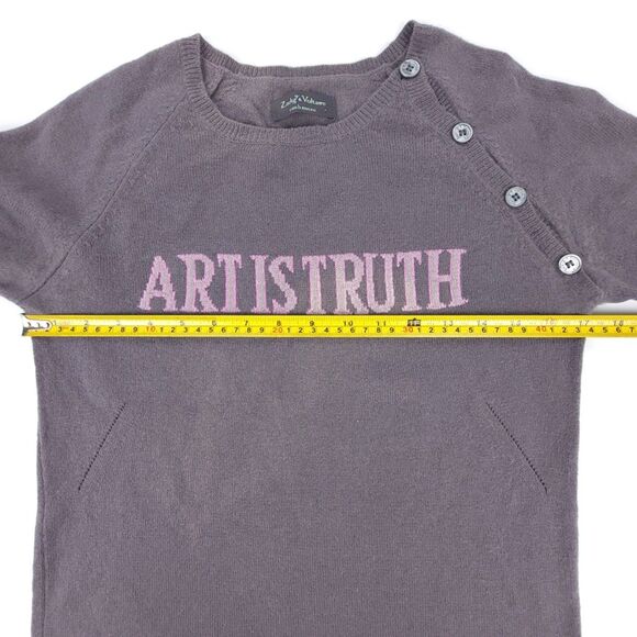 ZADIG & VOLTAIRE 100% Cashmere Art is Truth Crew Sweater Medium Quiet Luxury - Picture 3 of 8